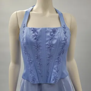 Michelangelo Gown Womens 6 Blue Beaded Whimsical Fairy Corset Halter Prom Dress thumbnail 15
