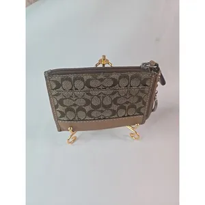 Coach ID Card Case Zip Coin Purse Keychain Signature Sable Brown - Vintage thumbnail 2