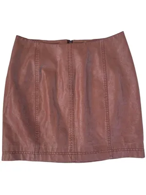 EUC Free People Modern Femme Faux Leather Skirt Cocoa Brown Size 10 thumbnail 4