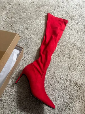 Elizabeth Tang cherry Red Over-the-Knee Stiletto Boot with Pointed Toe size 7.5 thumbnail 2