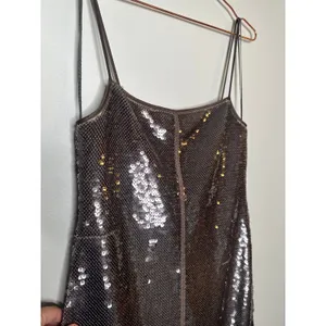 A.L.C. Brown Sequin Adjustable Strap Square Neck Sleeveless Dani Mini Dress sz S thumbnail 3