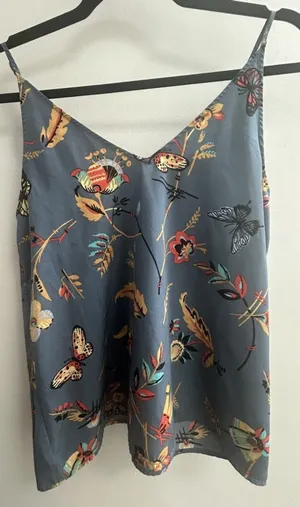 Abercrombie & Fitch Women XS Blue Butterfly Print Camisole Flowy Preppy Romantic thumbnail 1