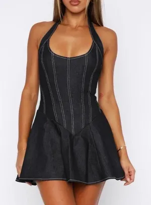 White Fox Looking At Me Halter Mini Dress thumbnail 1