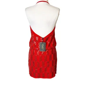 NWT Sara Boo sequin beaded halter‎ dress red sz XS thumbnail 3