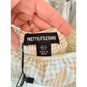 PrettyLittleThing Gingham Maxi Dress Womens 8 Sage Green‎ NWT thumbnail 3