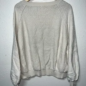 Free People Cream Balloon Sleeve‎ Crew Neck Sweater thumbnail 2