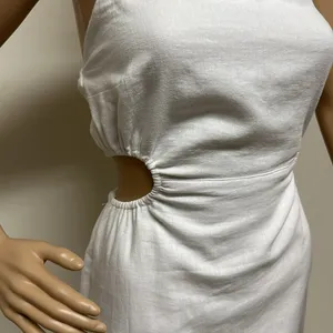 NWOT Abercrombie & Fitch White Open Back Halter Mini Dress thumbnail 2