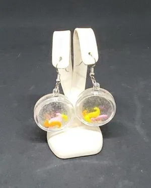 Vintage Retro Round Fish Tank Seahorses Earrings thumbnail 1