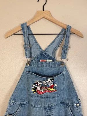 Vintage 90’s 1990’s Mickey Inc Disney Denim Short Overalls size Medium Women’s thumbnail 2