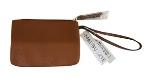 NWT Malibu Skye Brown Vegan Faux Leather Wristlet Purse Zipper Festival Concert thumbnail 1