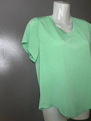 FP Movement Shirt Womens Medium Green V Neck Open Back Cutout Short Sleeve Yoga thumbnail 3