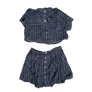 Free People Prepped and Ready Skort Set Size Small Navy‎ Blue Stripe NWT NEW thumbnail 3