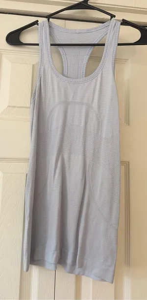 lululemon athletica light blue racerback performance tank thumbnail 1