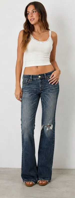 American Eagle Y2K Original Boot Jean Womens Low Rise Bootcut Distressed Stretch thumbnail 1