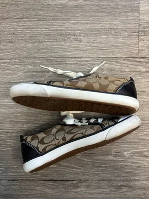 Coach Barrett sneakers in a signature khaki and brown canvas thumbnail 3
