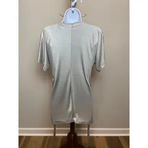 Charlotte Russe V‑Neck Tie‑Back Top Size L Silver Gold New With Tag thumbnail 2