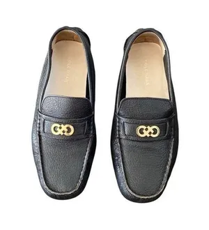 Cole Haan Shelby II Tumbled Leather driving Loafers Gold CH Logo Size 5.5 Black thumbnail 1