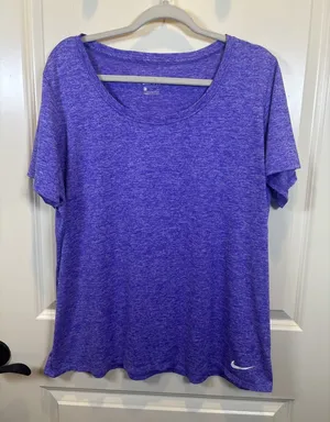 Nike Dri-Fit Women Athletic Plus Size 2X Short Sleeve Shirt Heather Purple thumbnail 1