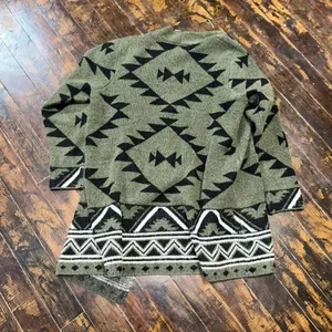 Frye southwest jacquard green & black cardigan sweater thumbnail 6