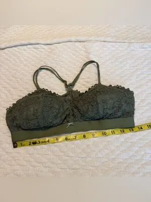 No Boundaries Lace Bralette Size XL Olive Green Ladder Cutout Racerback thumbnail 7