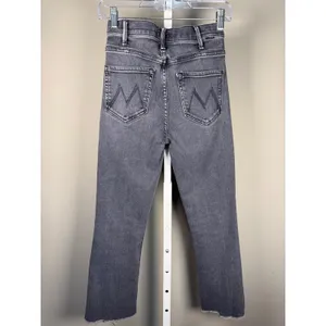 Mother Hustler Ankle Fray Gray Wash High Rise Crop Jeans Made in USA‎ thumbnail 2