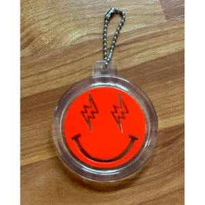 Air Jordan J Balvin Rio Red Smiley Face with lightning bolt eyes Keychain thumbnail 2