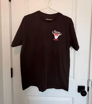 Western Rodeo Bull Longhorn Cowboy Cowgirl Graphic Brown T-Shirt thumbnail 1