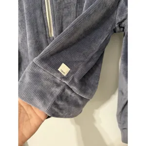 Vuori Haven Half Zip Velour Hoodie Azure Soft Blue Gray Large Cozy thumbnail 2