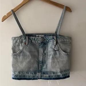 Zara Trf‎ Skirt Style Denim Crop Top thumbnail 2