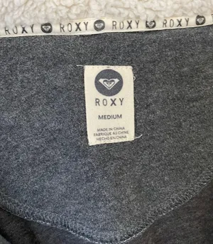 Roxy grey hooded zip up Peacoat style jacket Sherpa lined Women’s size medium thumbnail 2
