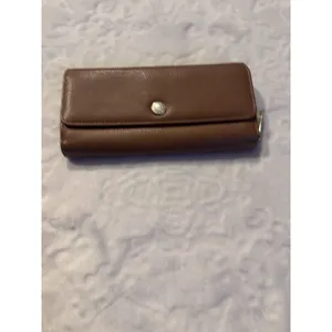 UNISEX HERSCHEL SUPPLY CO. Tan Brown Pebbled Leather RFID Zip Up Thomas Wallet thumbnail 3