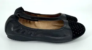 Josef Seibel Pippa Leather Ballet Flats Black Stud‎ Suede Cap Toe Size 36 US 5.5 thumbnail 1