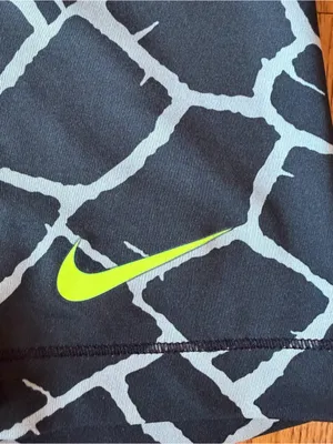 Nike Pro Compression Shorts Black White Giraffe Print Volt Swoosh Spandex Medium thumbnail 2