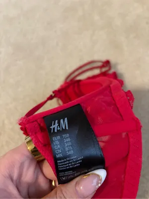 H&M Red Lace Balconette Bra with Double Straps thumbnail 2