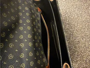 Vintage Pollini Monogram Leather Satchel Bag Italy Dark Academia thumbnail 4