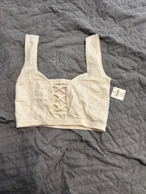 NWT Anthropologie ivory crop top xxs/xs thumbnail 9