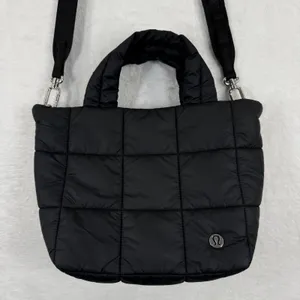Lululemon Quilted Grid‎ Tote Bag Mini Black Puffer Crossbody Handbag LU9BETS thumbnail 1