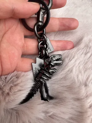 Coach Metal Small Rexy T-Rex Skeleton Puzzle Bag Charm Keychain Gunmetal Rexy thumbnail 5