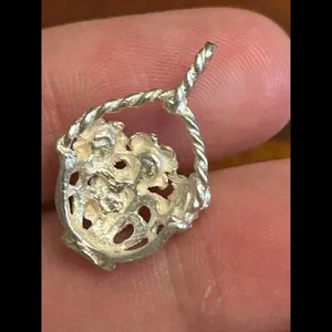 Silver plated pendant lot f90 flower basket thumbnail 3