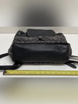 Coach Billie Black and Charcoal Signature Drawstring Backpack thumbnail 3
