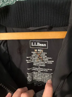 L.L.Bean Women’s Down Bomber Jacket / Flight Jacket with Faux Fur Hood – Medium thumbnail 2