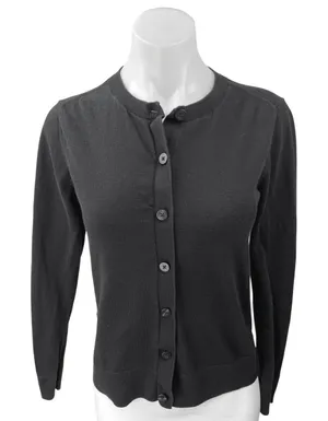 Ann Taylor Loft Women's Black Long Sleeve Button Down Cardigan Sweater Top Sz S thumbnail 1