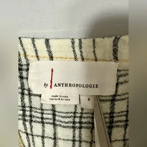 by Anthropologie Black/White Darlene Plaid Peasant Blouse thumbnail 7