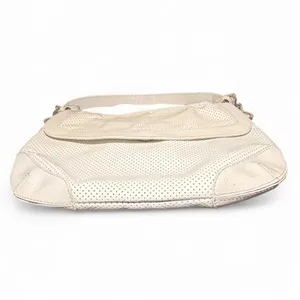 Lauren Ralph Lauren Ivory Perforated Leather Boho Shoulder Bag Equestrian thumbnail 3