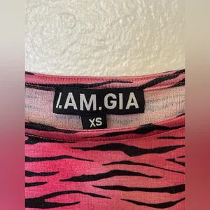 I.AM.GIA Women’s Pink Fuchsia‎ Zebra Print Cropped Tank Top Size XS thumbnail 5