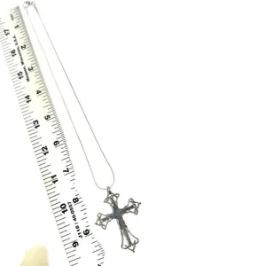 Silver tone rhinestone cross necklace thumbnail 8