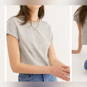 NWOT Free People We The Free The Perfect Tee - Heather Grey - Small thumbnail 5