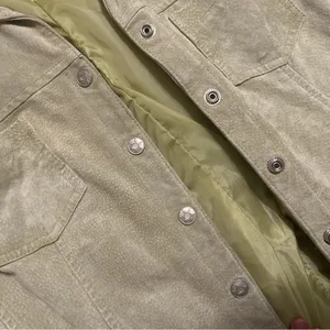 Live A Little Y2K 100% Leather Sage Green Leather Button Jacket thumbnail 3