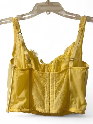 Victoria's Secret Yellow Lace-Up Corset Crop Top thumbnail 2