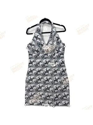 Tommy Hilfiger Women Size 12 Halter Dress Black White Floral Cotton Midi‎ thumbnail 5